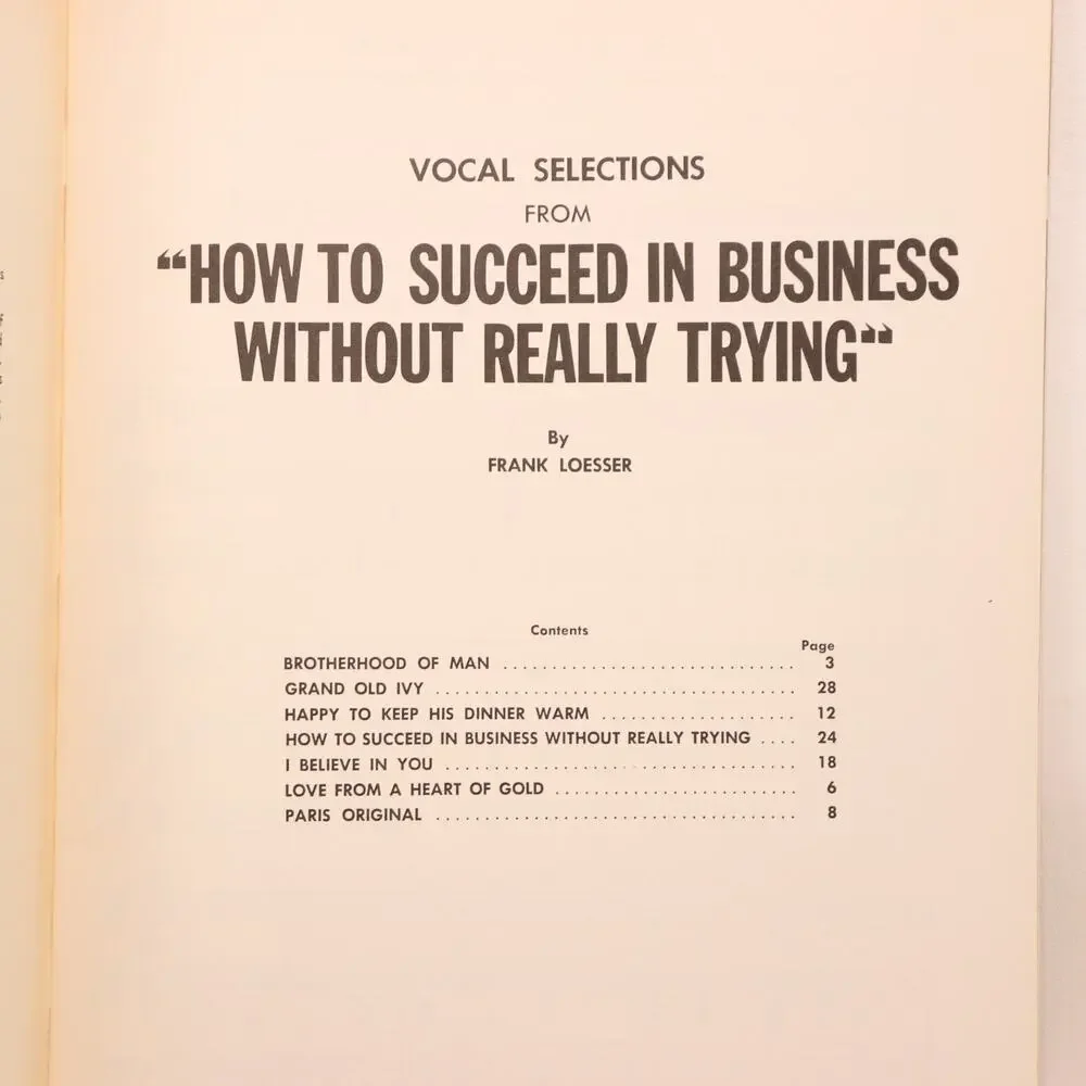 How to Succeed in Business Piano Vocal Songbook Sheet Music Score